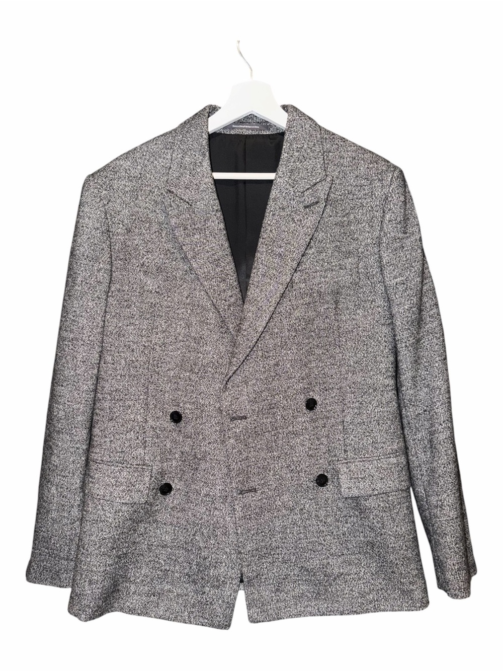 H&M Double-Breasted Gray Tweed Blazer